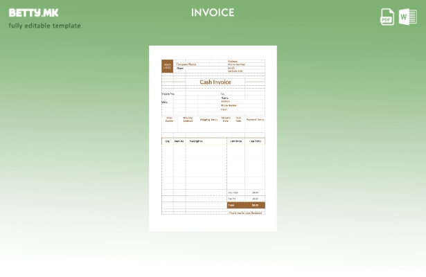Шаблон за готовинска фактура во модерен стил